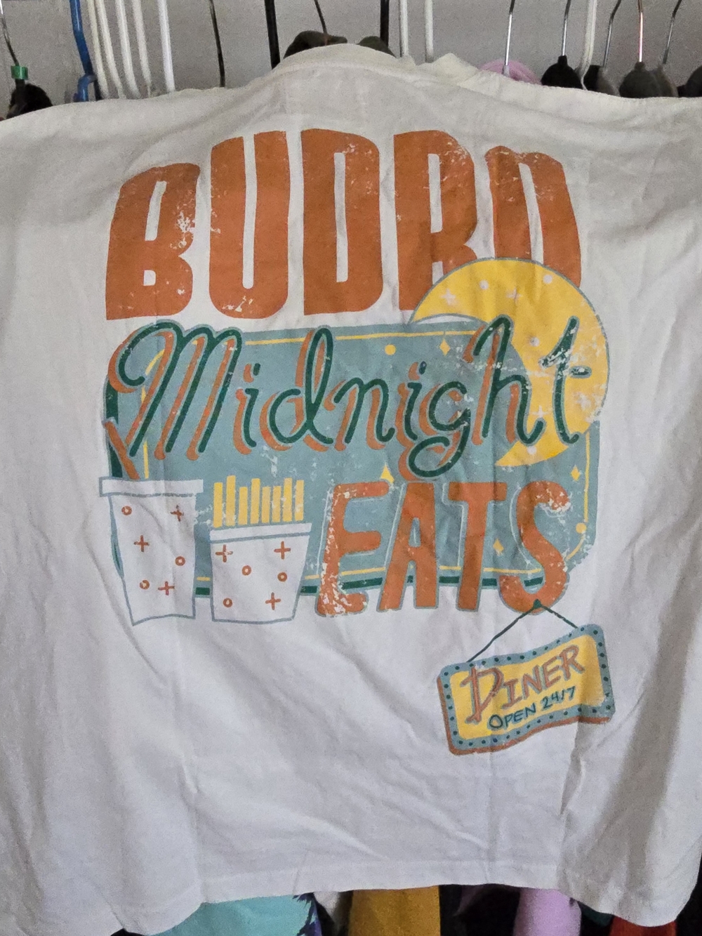 Midnight Eats Short Sleeve Tee - White/Orange/Teal